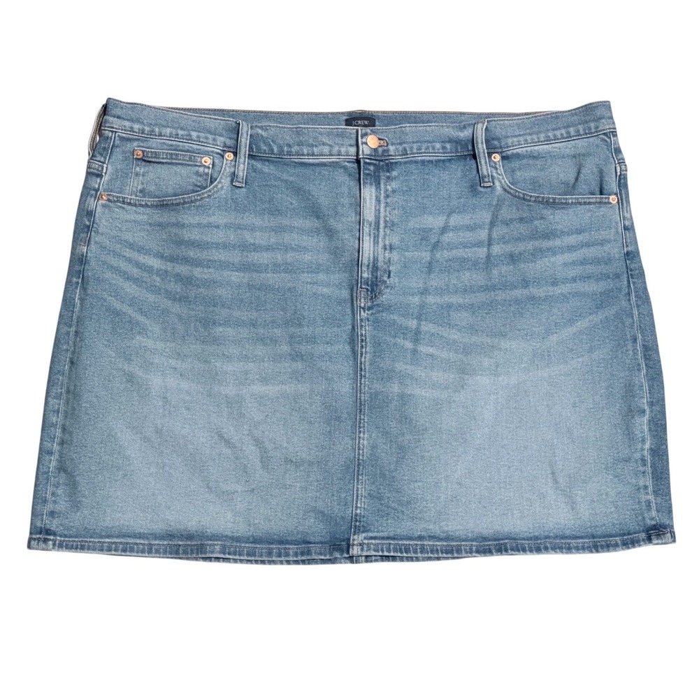 J.Crew Womens Plus Size 22 Denim Mini Jean Skirt Medium Wash Blue Stretch NEW